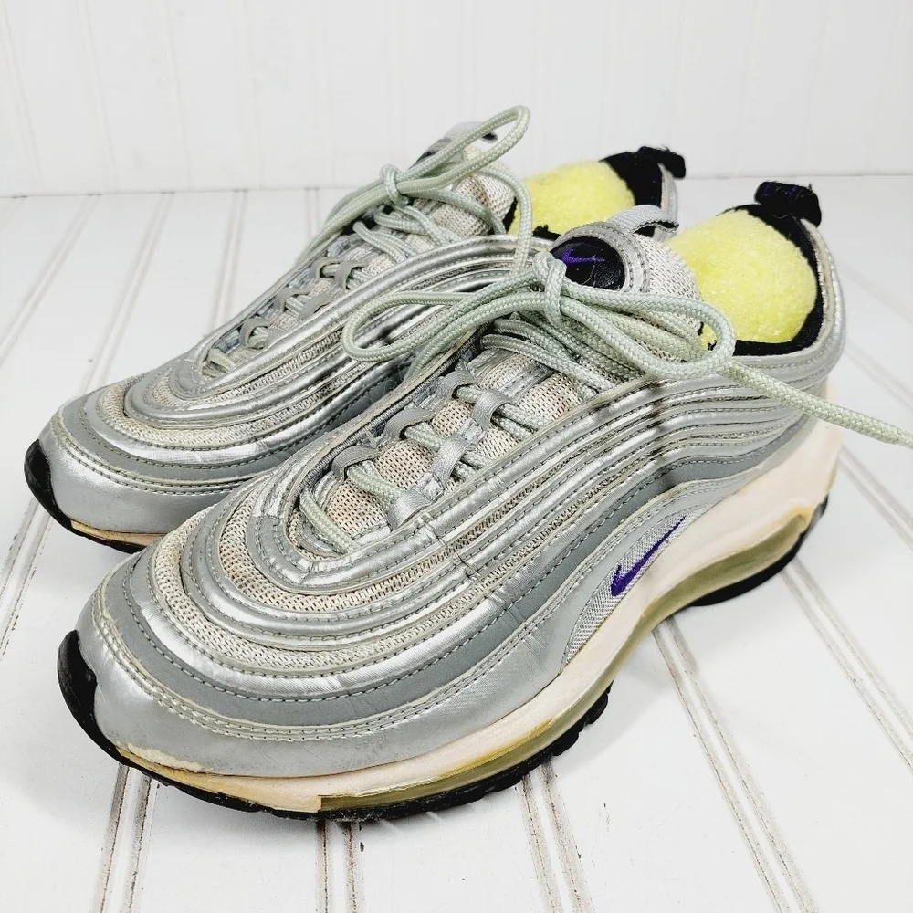 Nike Air Max 97 Silver / Polar Obsidian Gray Athleisure Running Sneakers C389